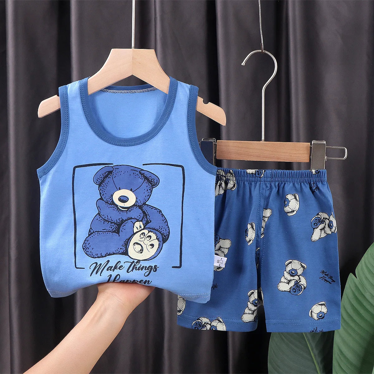 2PCS Children Summer Clothing Set – Cotton Vest & Shorts – Boys & Girls Sleeveless Outfit