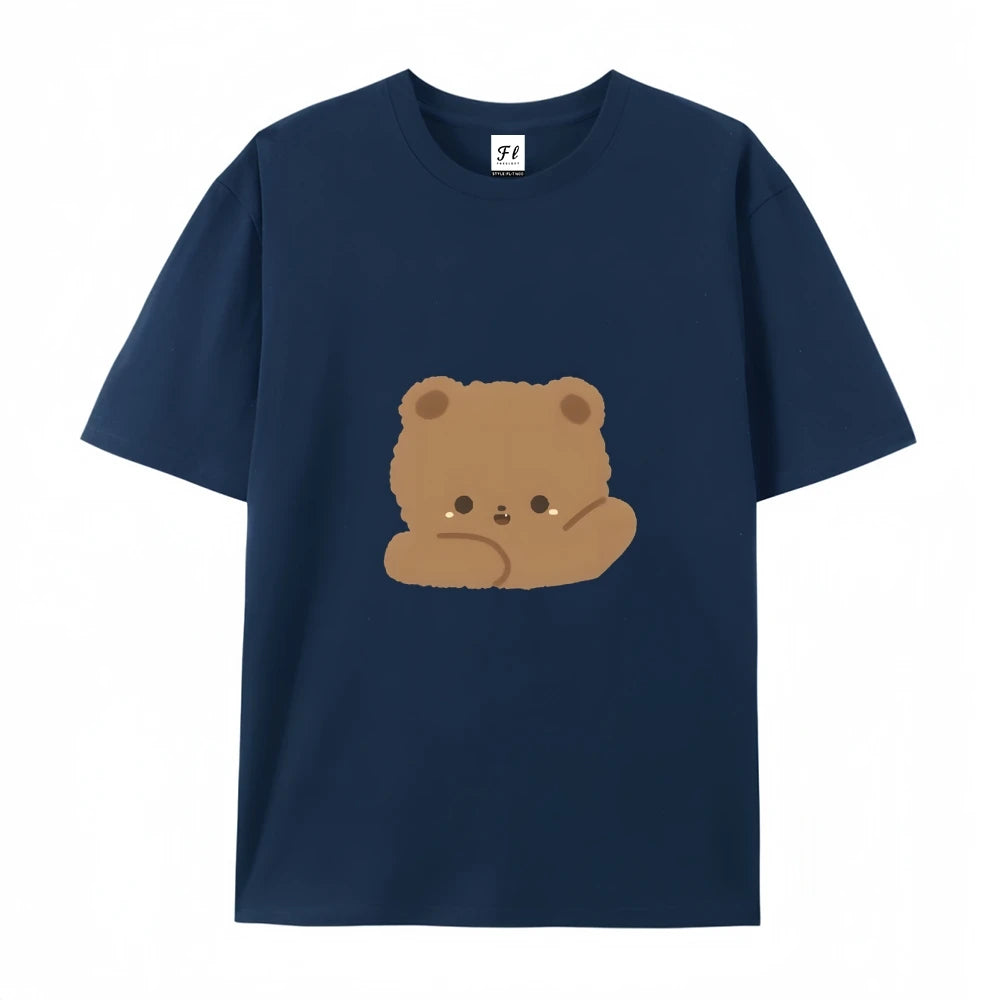 2025 New Y2K Women’s Oversized T-Shirt – Cute Bear Print Cotton Summer Top, Loose Fit Streetwear