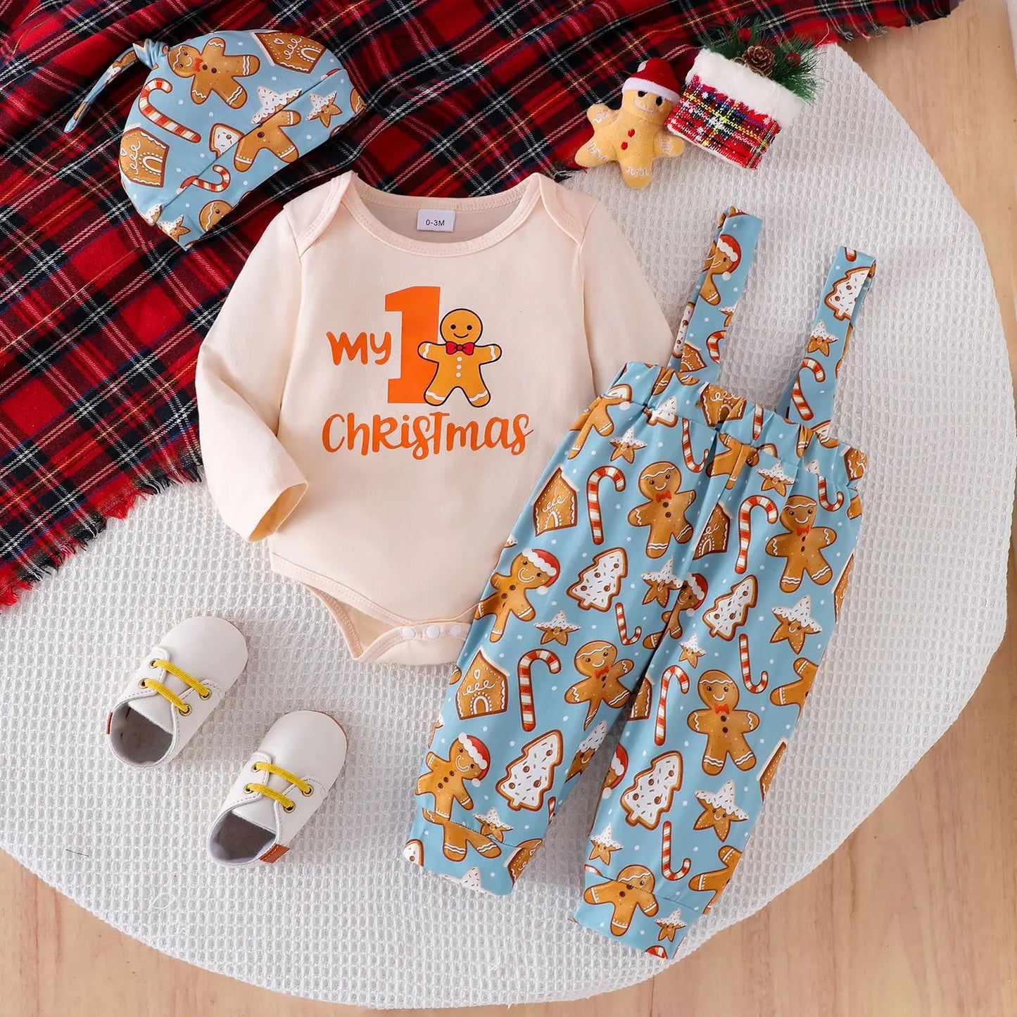 Ceeniu My First Halloween Baby Outfit – Boys Long Sleeve Letter Romper with Suspender Pants & Hat, Newborn Costume