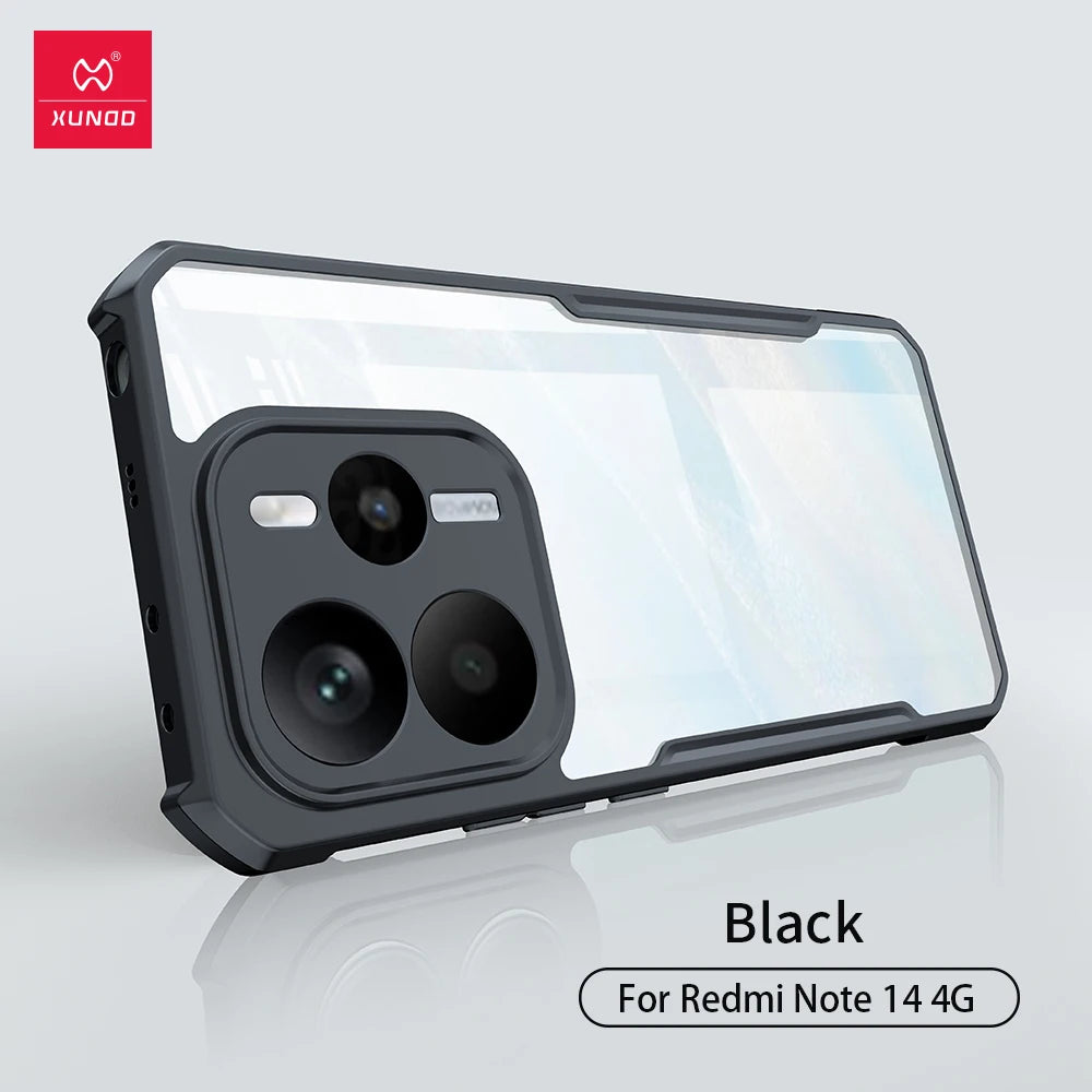 Xundd Shockproof Phone Case for Xiaomi Redmi Note 14 / 14 Pro – Luxury Plain Transparent Bumper Protective Cover