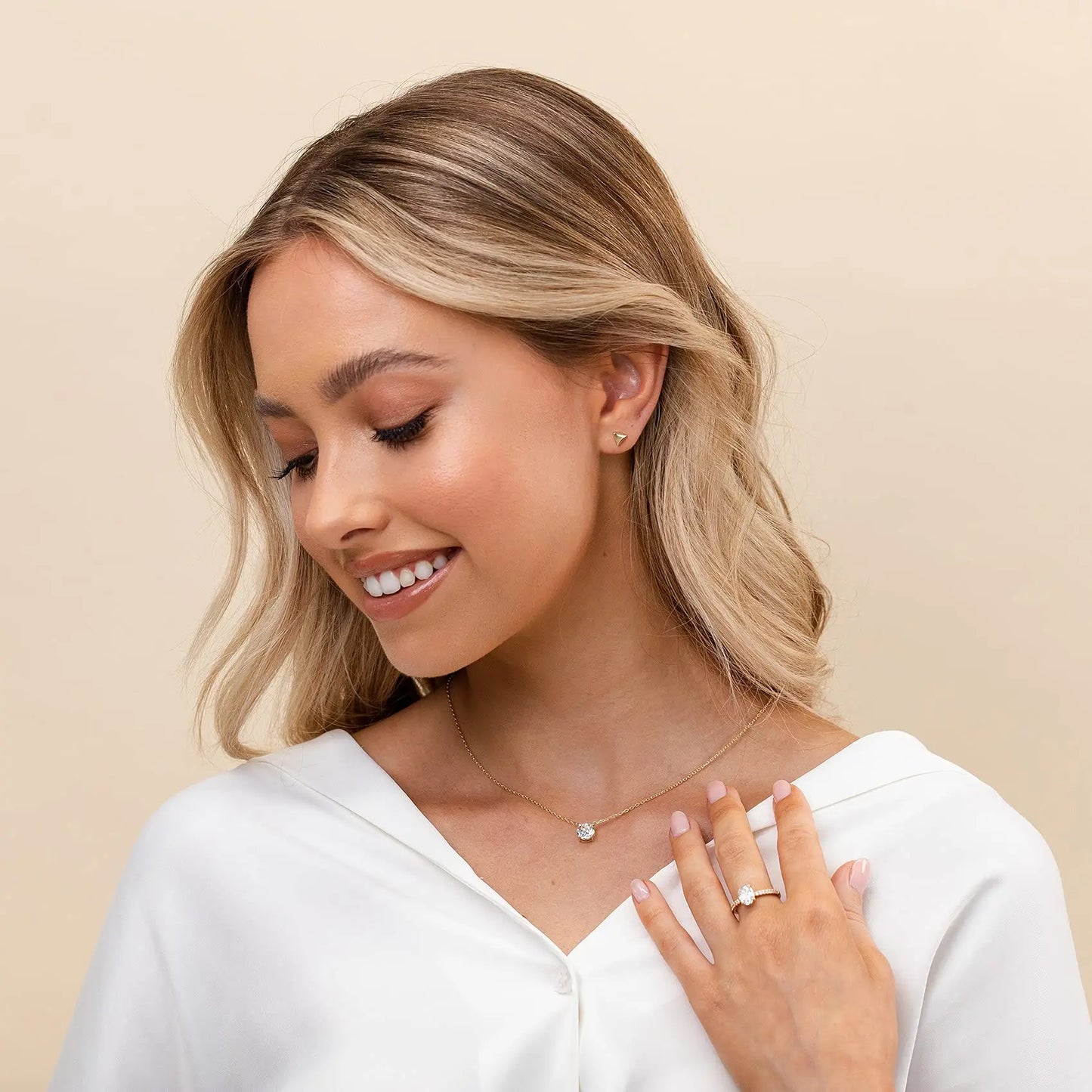 Shevalues 14K Gold Plated Crystal Solitaire Necklace – Dainty Cubic Zirconia Choker for Women, Elegant Fashion Jewelry