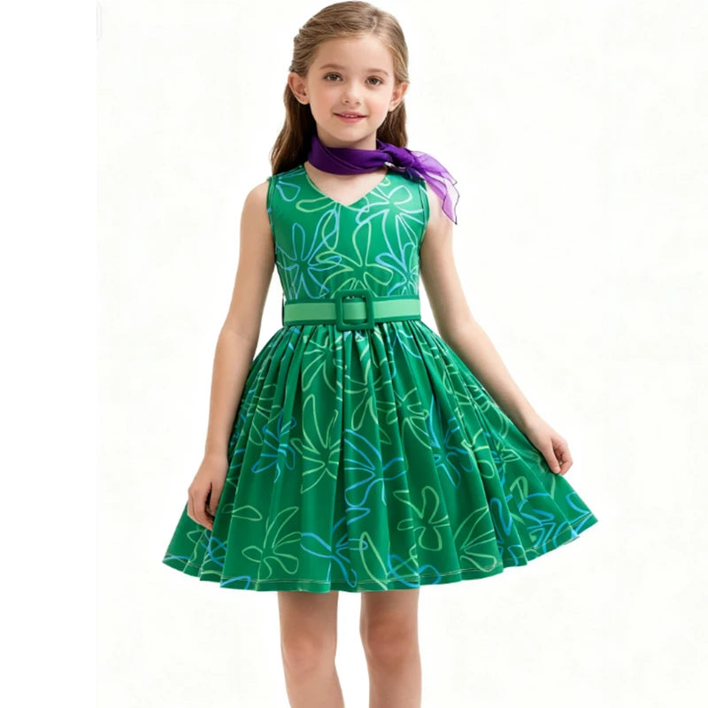 2025 Halloween Girls Costume – Inside Out “Disgust” Cosplay Dress for Carnival, Purim, Party & Role Play