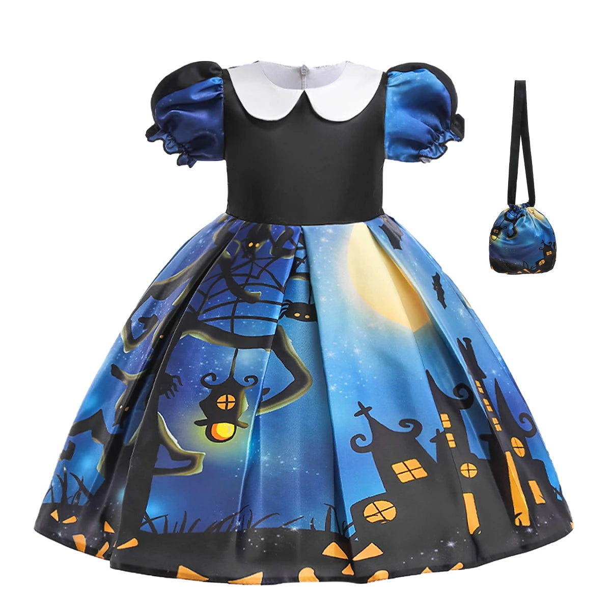 Girls’ Halloween Cosplay Costume – Pumpkin, Bat & Gothic Princess Dress for Carnival, Christmas & Birthday Parties