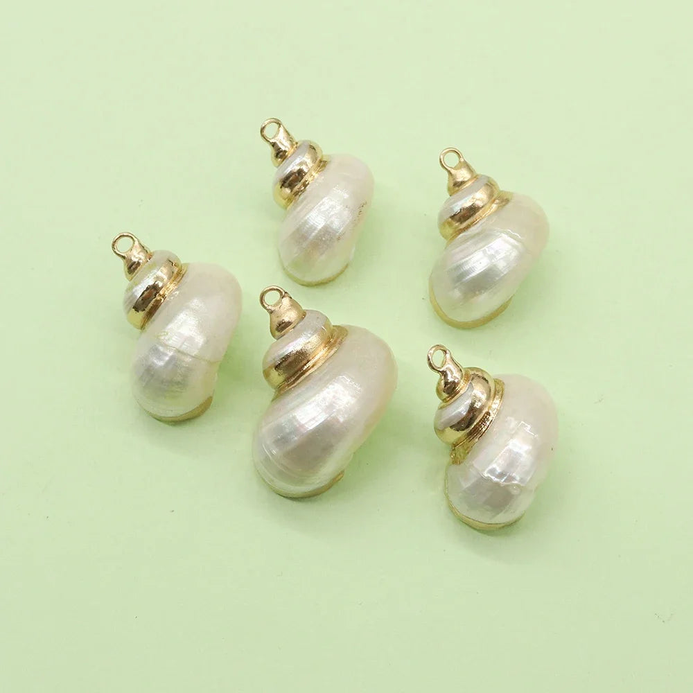 Natural Seashell Charms – Mother of Pearl Conch & Cowrie Shell Pendants for DIY Jewelry Making