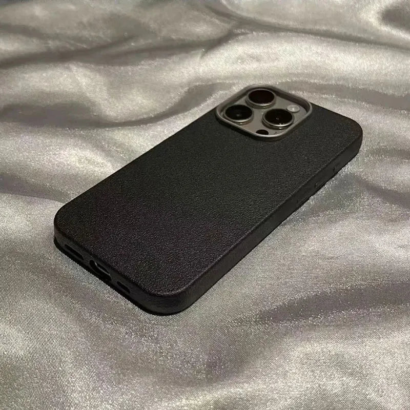 Luxury Matte Leather Silicone Phone Case – Soft Shockproof Protective Cover for iPhone 11, 12, 13, 14, 15, 16 Pro, Pro Max, Plus, X, XS Max, XR