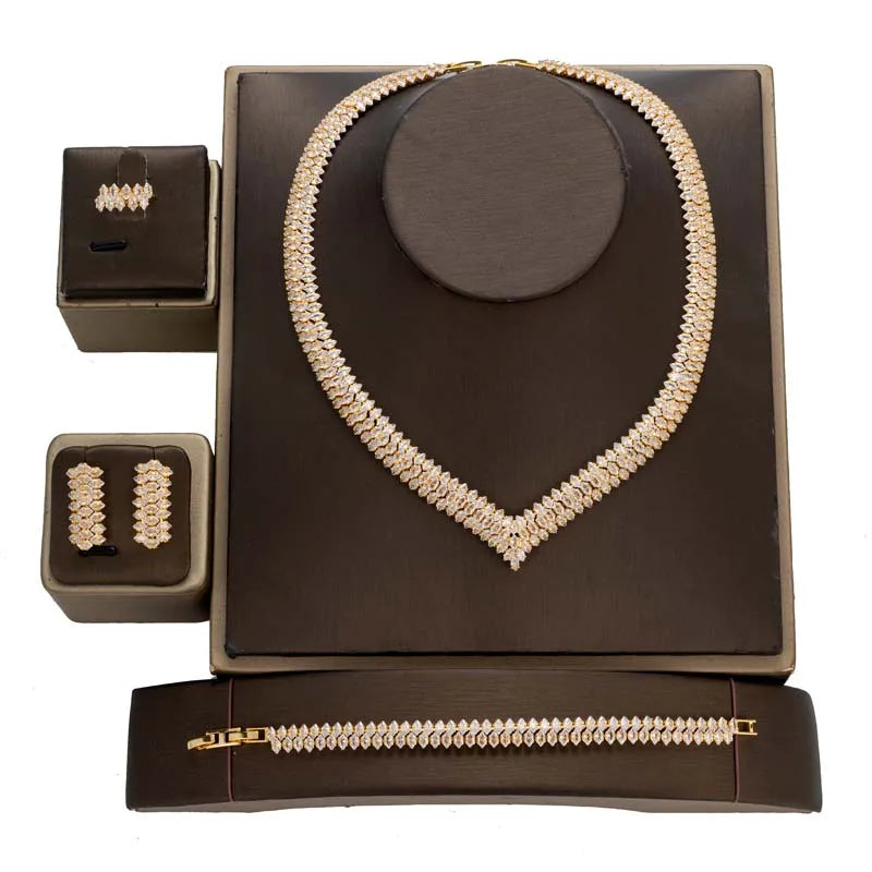 HADIYANA Luxury Cubic Zirconia Jewelry Set – Exquisite High-Quality Bridal Wedding Accessories for Women (BN9297)