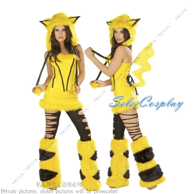 Women’s Fox Cosplay Costume Set – Halloween Party Outfit with Top, Skirt, Hat, Gloves & Tail