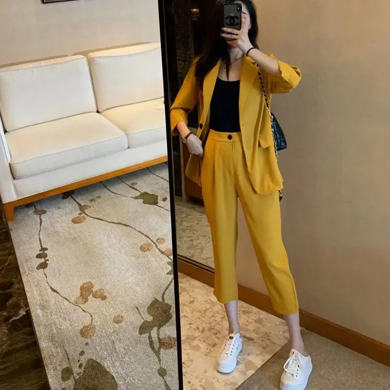 Women’s Casual Two-Piece Suit Set – Elegant Blazer & Pants Office Outfit | Fall 2025 Fashion