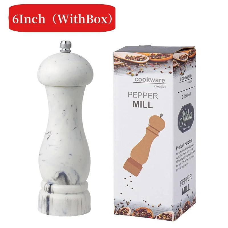 6-Inch Manual Salt & Pepper Grinder – Marble Patterned Spice Mill for Seasoning, BBQ, and Cooking