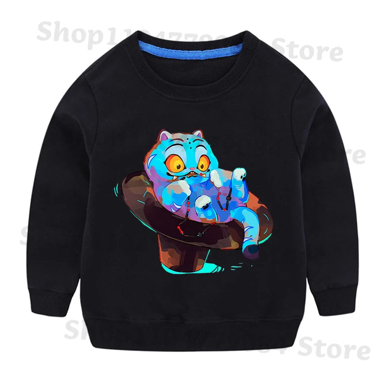 K-pop Demon Hunters Round-Neck Sweatshirt – Cute Anime Cartoon Hoodie for Children, Boys & Girls, Spring & Autumn Sport Fashion