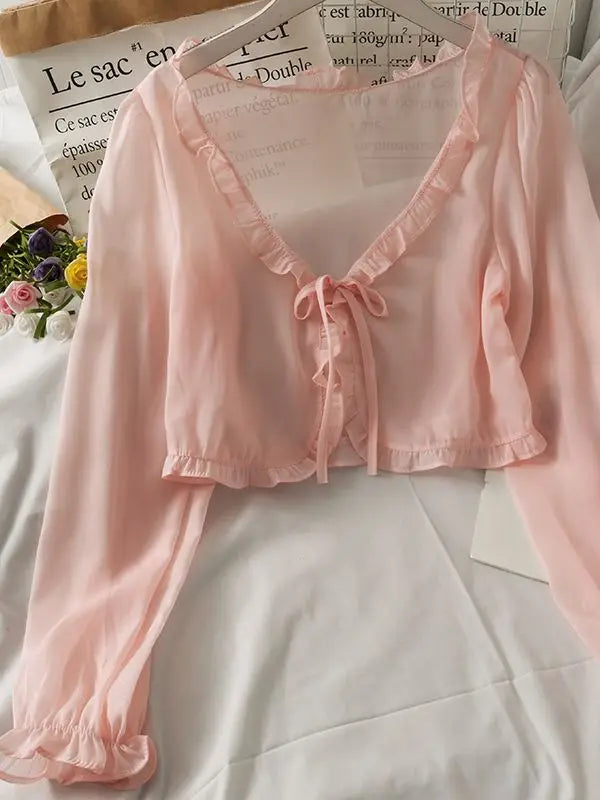 Women’s Lace Bow Summer Cardigan – Lightweight Sun Protection Blouse & Casual Top