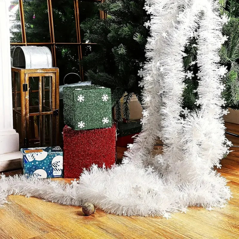 Christmas Tinsel Garland – Shiny Metallic Tree Decoration for Home & Living Room