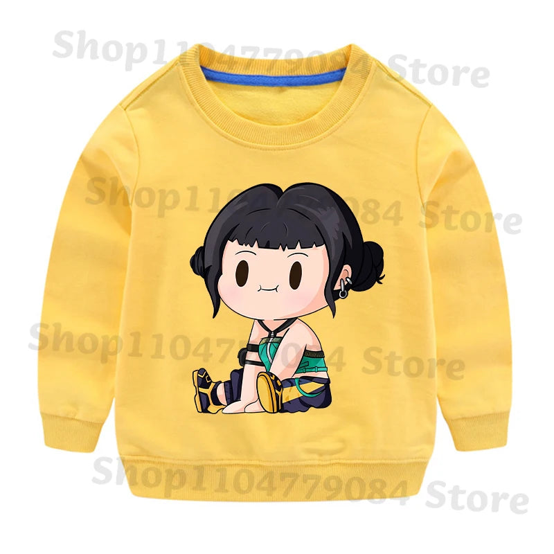 K-pop Demon Hunters Round-Neck Sweatshirt – Cute Anime Cartoon Hoodie for Children, Boys & Girls, Spring & Autumn Sport Fashion