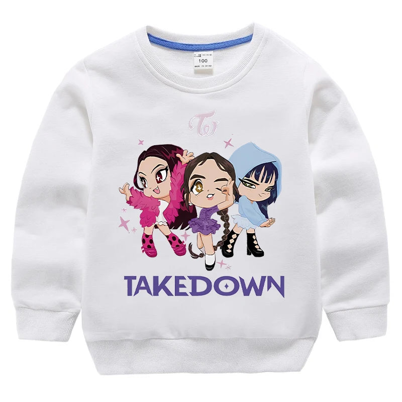 K-pop Demon Hunters Round-Neck Sweatshirt – Cute Anime Cartoon Hoodie for Children, Boys & Girls, Spring & Autumn Sport Fashion