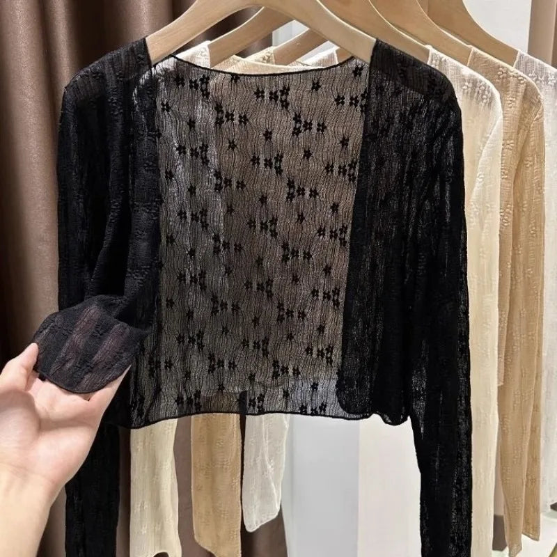 Women’s Fashion Shiny Cardigan – Summer Cozy Shrug | Youthful, Breathable, Casual Streetwear 2025