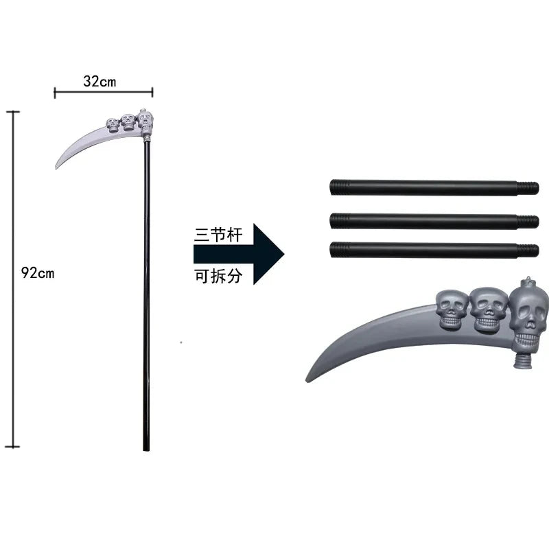 2025 Halloween Grim Reaper Cosplay Costume – Terrifying Skeleton Outfit for Kids & Adults with Ghost Robe and Sickle