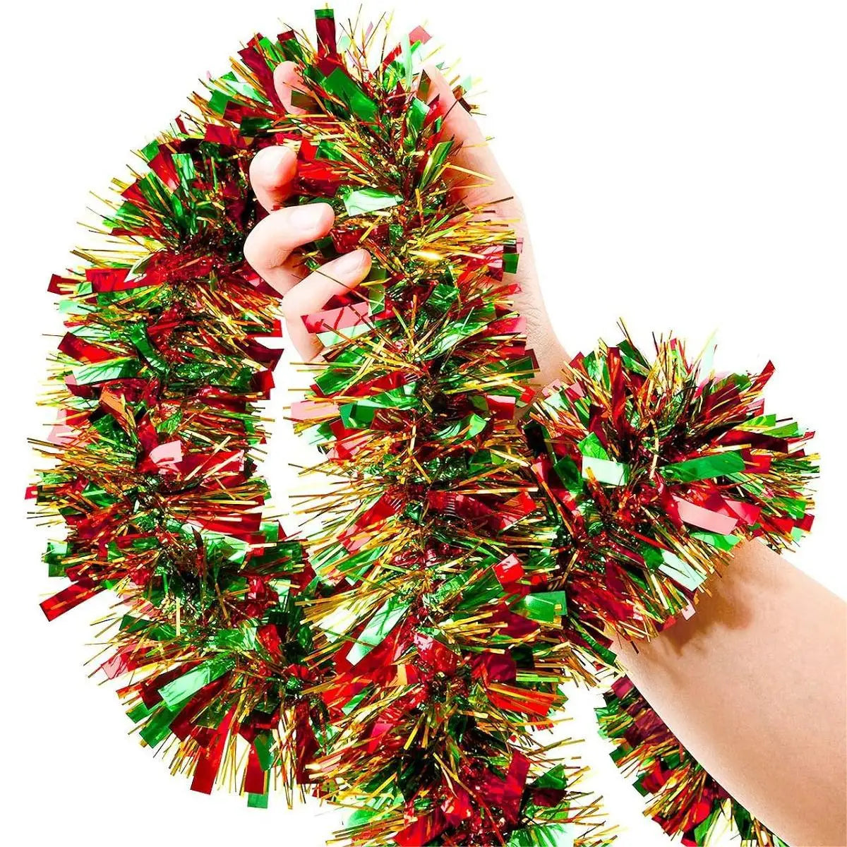 Christmas Tinsel Garland – Shiny Metallic Tree Decoration for Home & Living Room