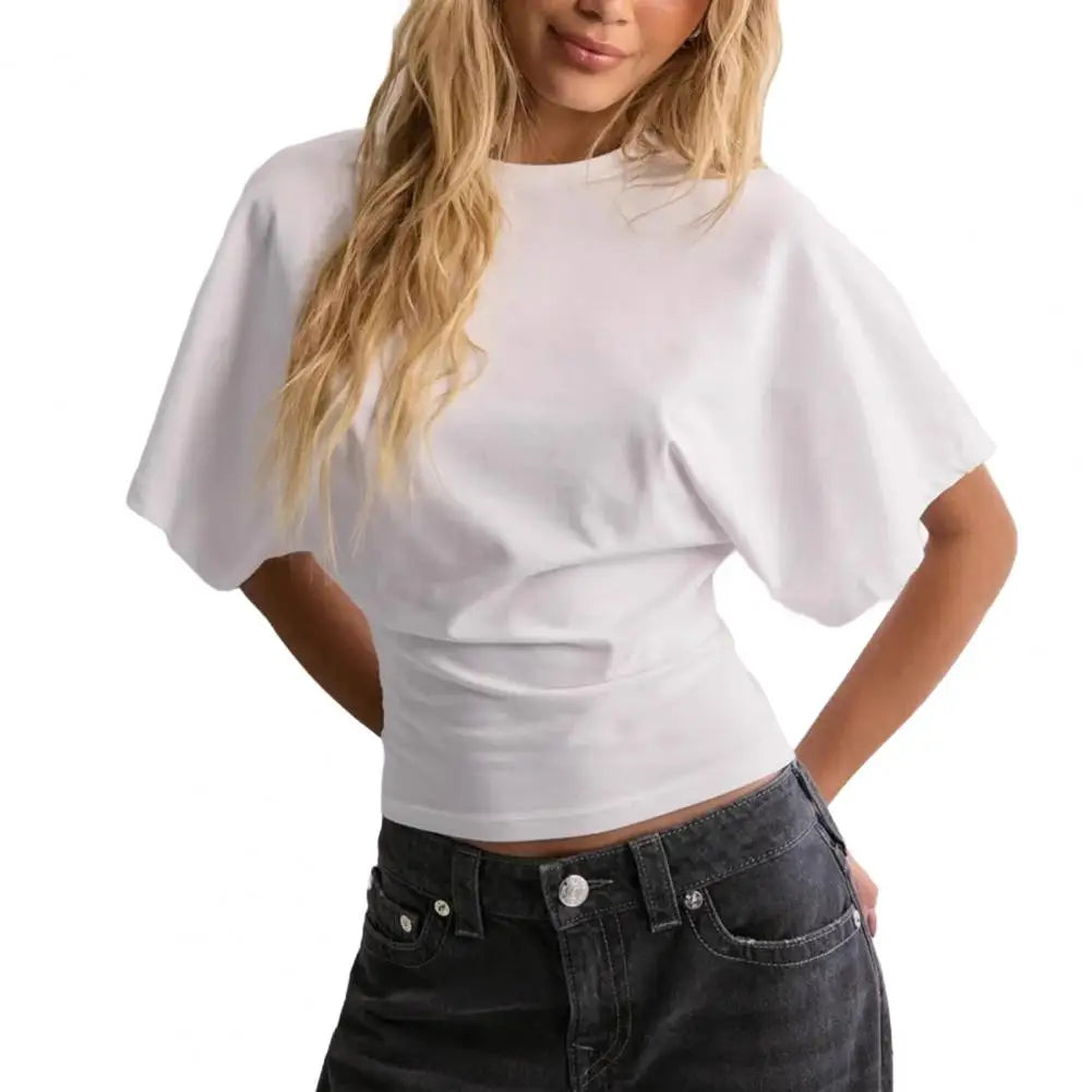Women’s Casual Solid Color T-Shirt – Stylish Breathable Round Neck Raglan Tee | Work & Everyday Wear