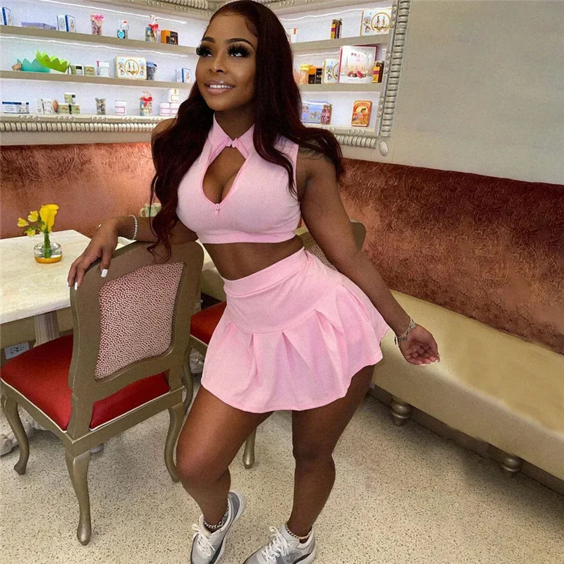 Women’s Streetwear Crop Top & Skirt Set – Sporty Two-Piece Matching Outfit for Club, Party & Casual Wear