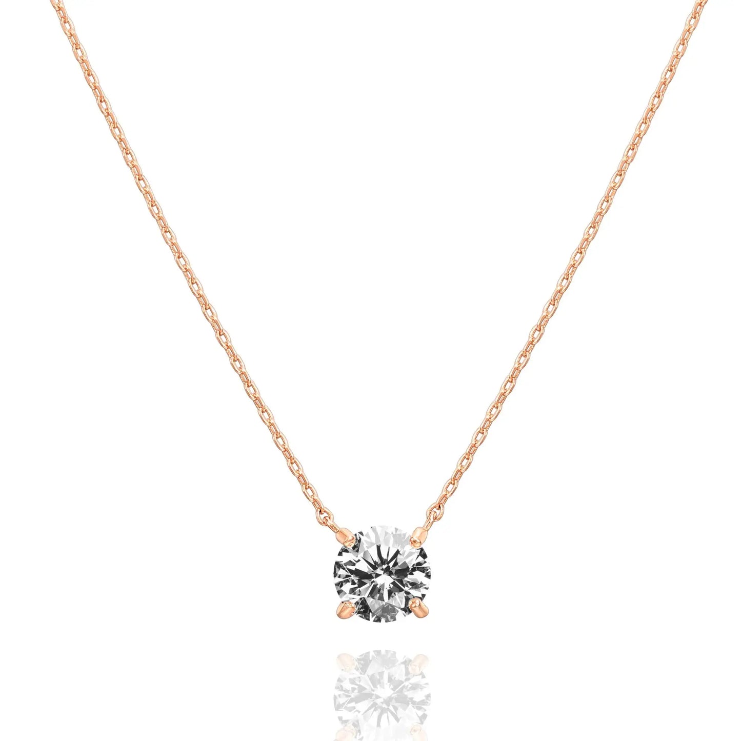 Shevalues 14K Gold Plated Crystal Solitaire Necklace – Dainty Cubic Zirconia Choker for Women, Elegant Fashion Jewelry