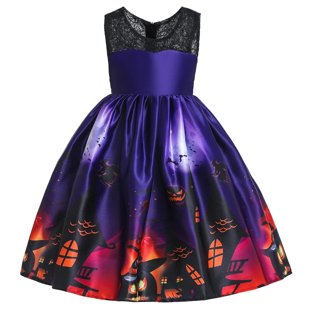 Girls’ Halloween Cosplay Costume – Pumpkin, Bat & Gothic Princess Dress for Carnival, Christmas & Birthday Parties