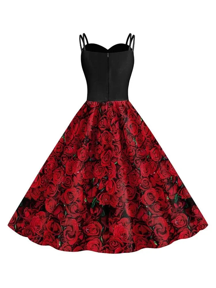 2025 Halloween Women’s Skull Print Halter Dress – Sleeveless Tunic Vintage Party Dress, Gothic Masquerade Vestido