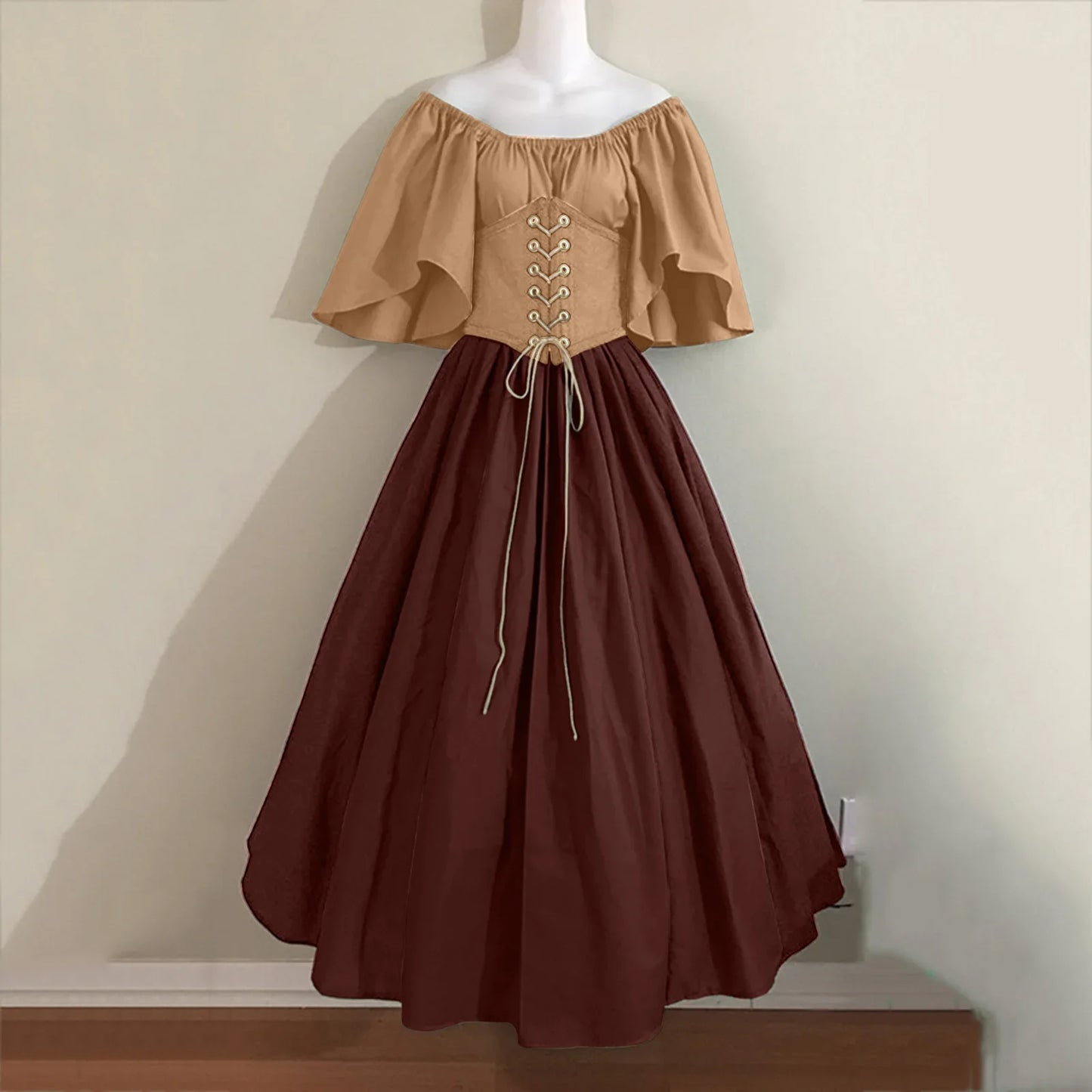 2025 Halloween Women’s Medieval Cosplay Costume – Retro Slim Swing One-Shoulder Dress for Love Live & Party
