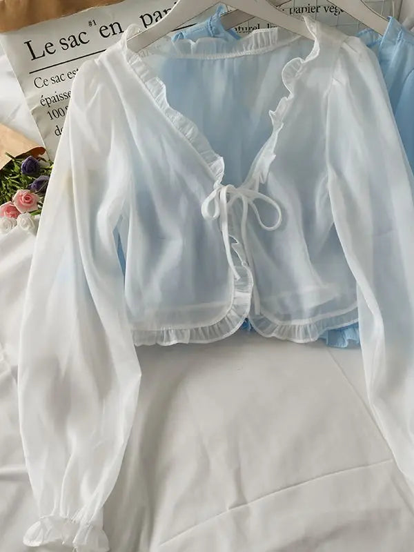 Women’s Lace Bow Summer Cardigan – Lightweight Sun Protection Blouse & Casual Top