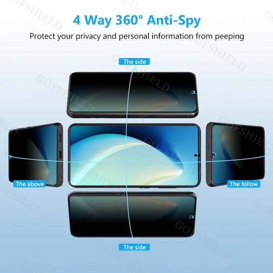 360° Full Surround Privacy Screen Protector for Samsung S24 Anti Spy with glue for S24+ Ultra Bubble Free Easy Installation