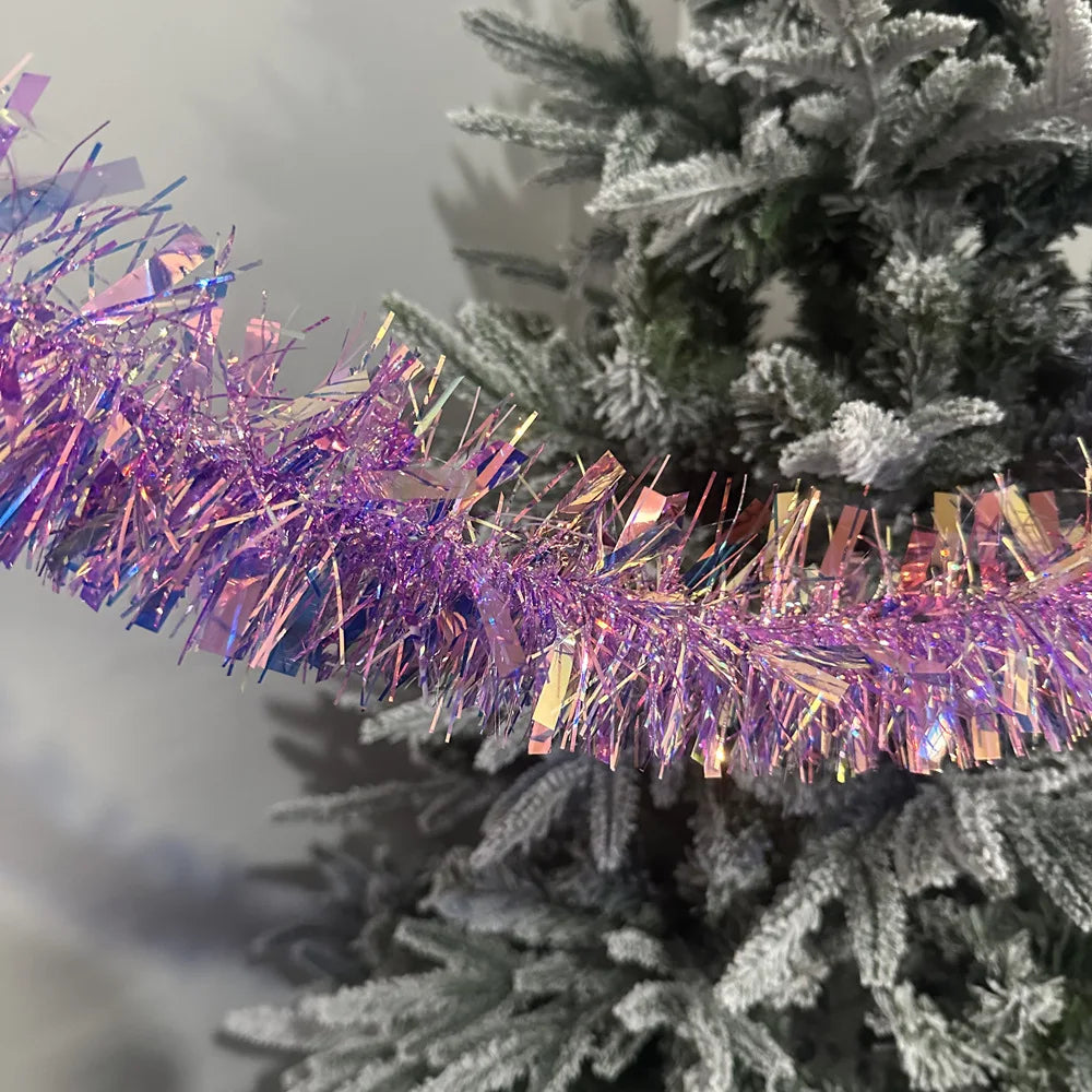 Christmas Tinsel Garland – Shiny Metallic Tree Decoration for Home & Living Room