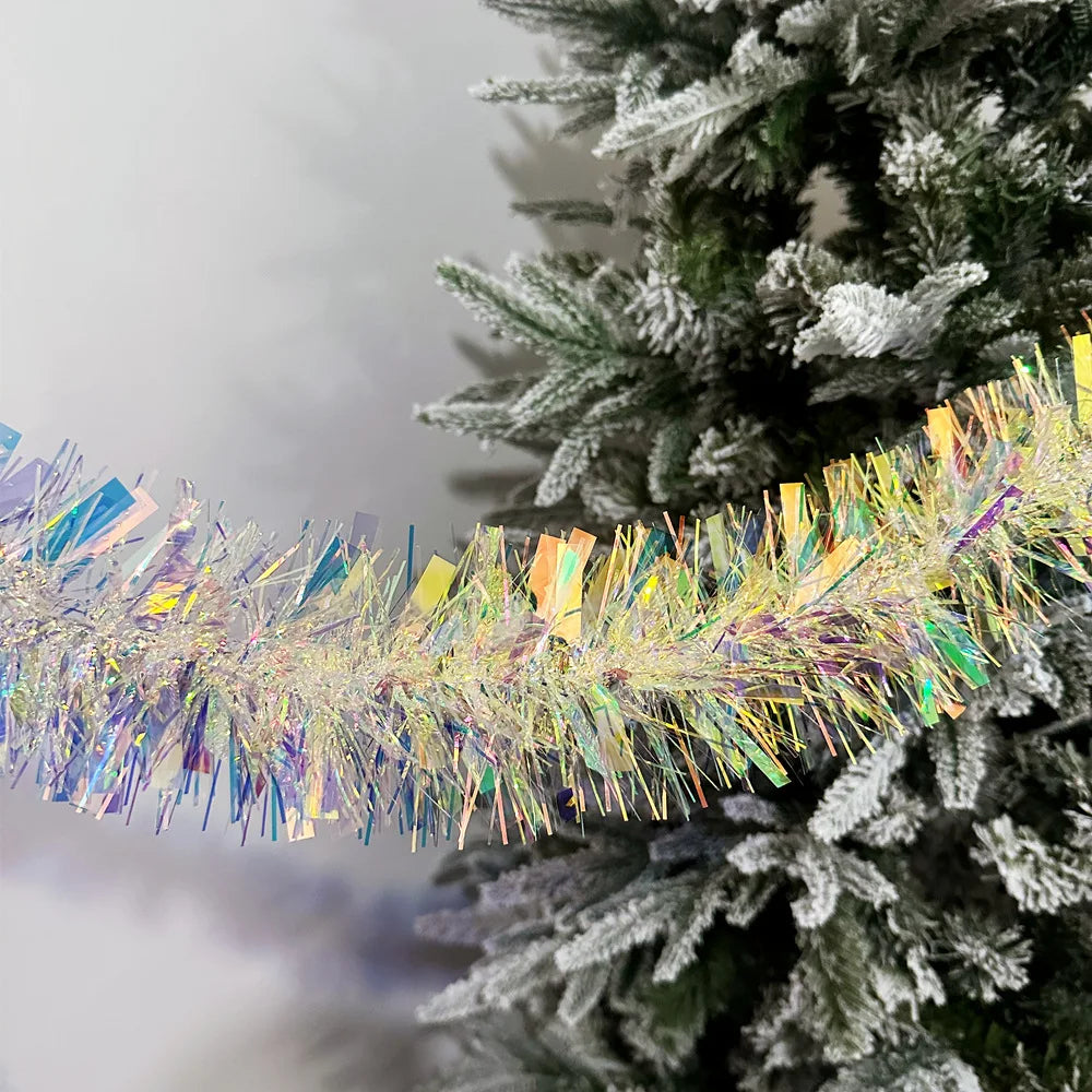 Christmas Tinsel Garland – Shiny Metallic Tree Decoration for Home & Living Room