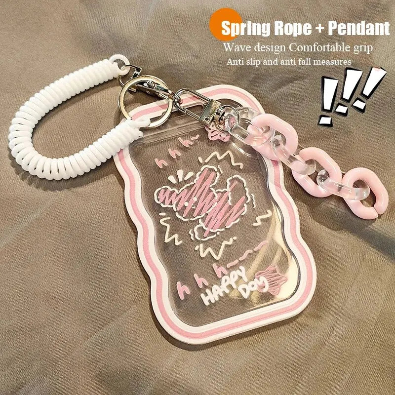 1PC Cute Acrylic ID Card Holder with Lanyard – For Student, Work, Campus, Bus, and Access Control Cards