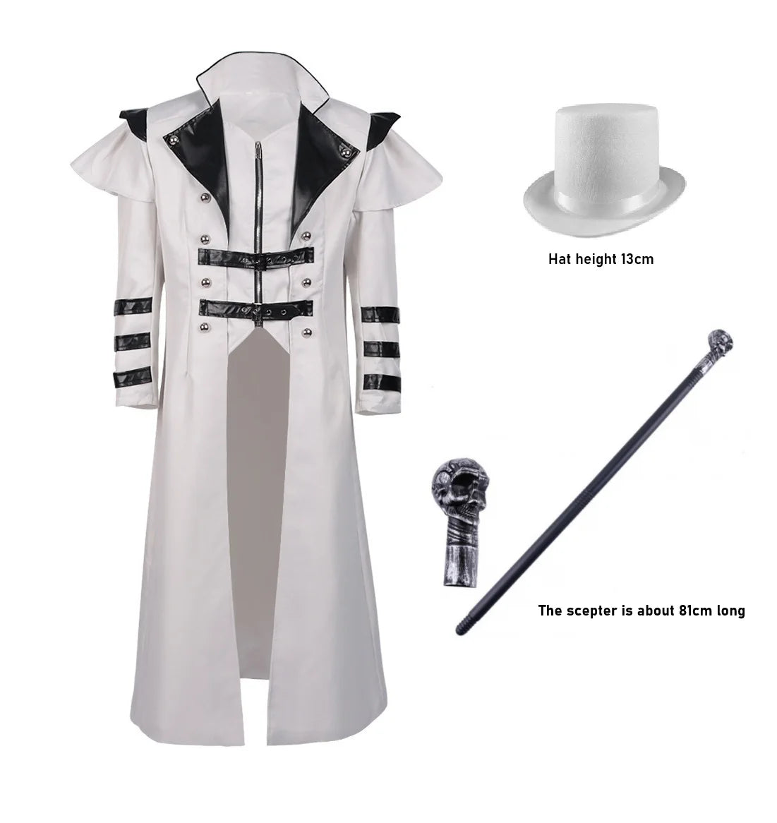 2025 Halloween Medieval Cosplay Costume – Stage Performance Outfit with Split Windbreaker, Hat, and Scepter for Palace Banquet