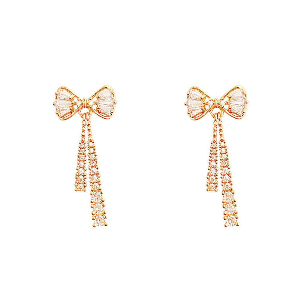 Fashion Bow Crystal Zircon Earrings – Trendy Party Jewelry for Women & Valentine’s Day Gift