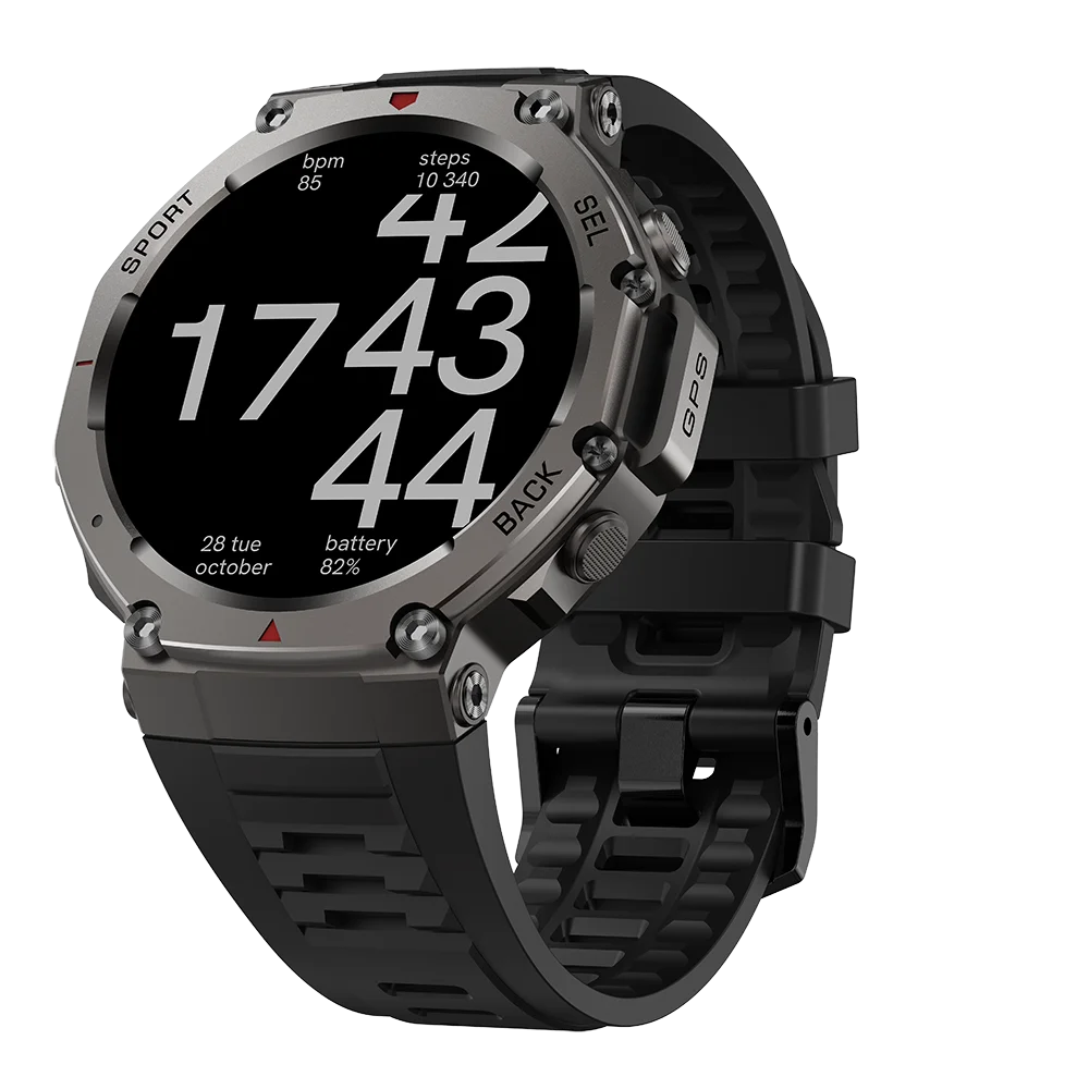 T-Rex 3 GPS Smart Watch – AMOLED Touch Screen 5ATM Waterproof Outdoor Fitness Smartwatch with Compass for Men (Compatible with Xiaomi)