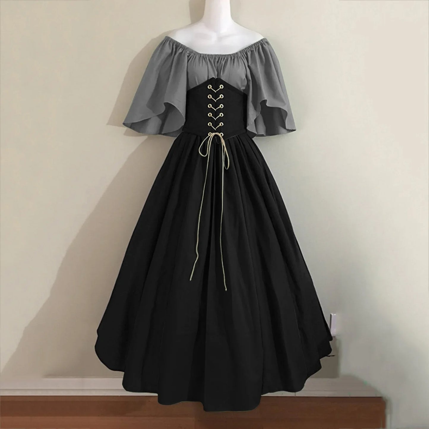 2025 Halloween Women’s Medieval Cosplay Costume – Retro Slim Swing One-Shoulder Dress for Love Live & Party