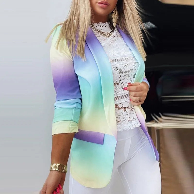 Women’s Butterfly Print Blazer – Casual Long Sleeve Turn-Down Collar Suit Jacket for Spring & Autumn