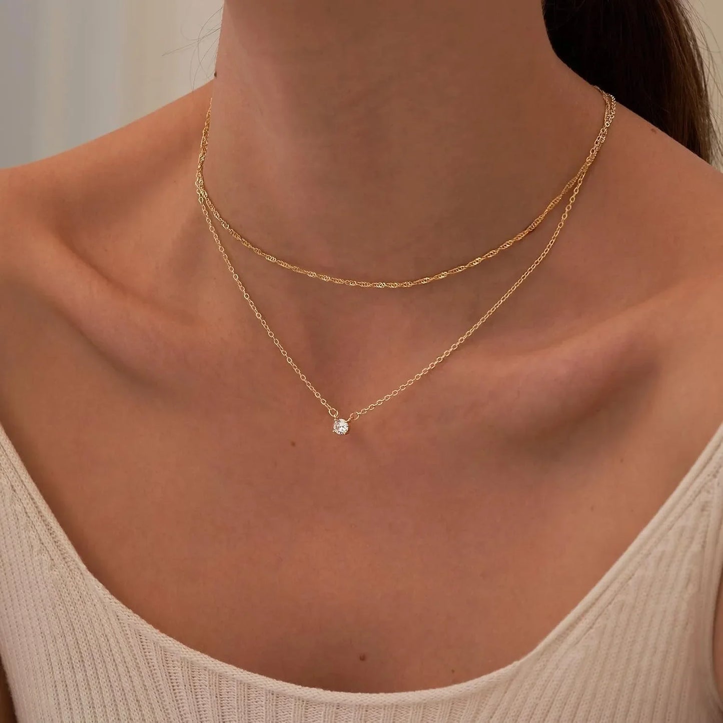 Diamond Choker Necklace for Women – 18K Gold or Sterling Silver Simple Gold-Plated Elegant Jewelry Gift