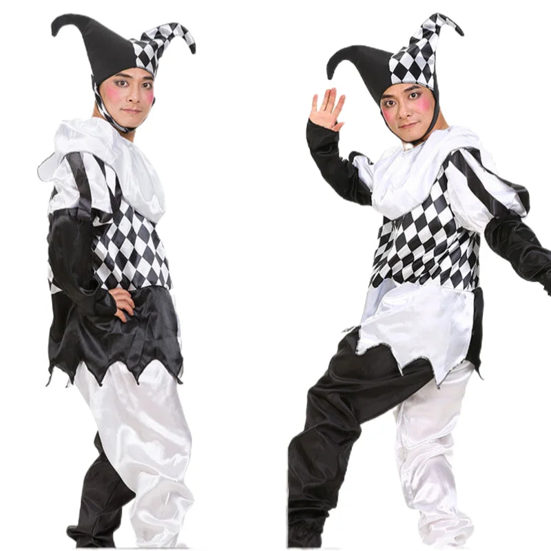 2025 Halloween Adult Cosplay Costume – Funny Clown Outfit with Hat for Men & Women, Carnival Dress-Up Party Set