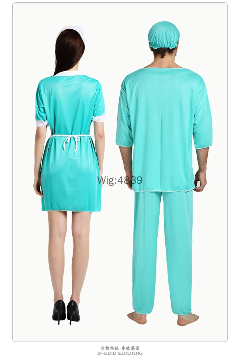 2025 Halloween Adult Cosplay Horror Costume – Bloody Doctor & Nurse Outfit for Men and Women, Masquerade Party Game Costume