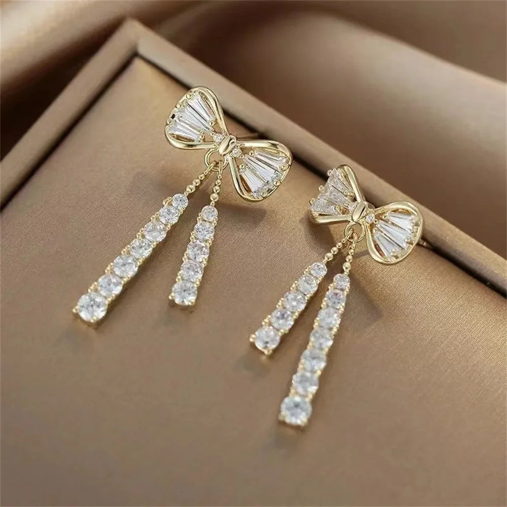 Fashion Bow Crystal Zircon Earrings – Trendy Party Jewelry for Women & Valentine’s Day Gift