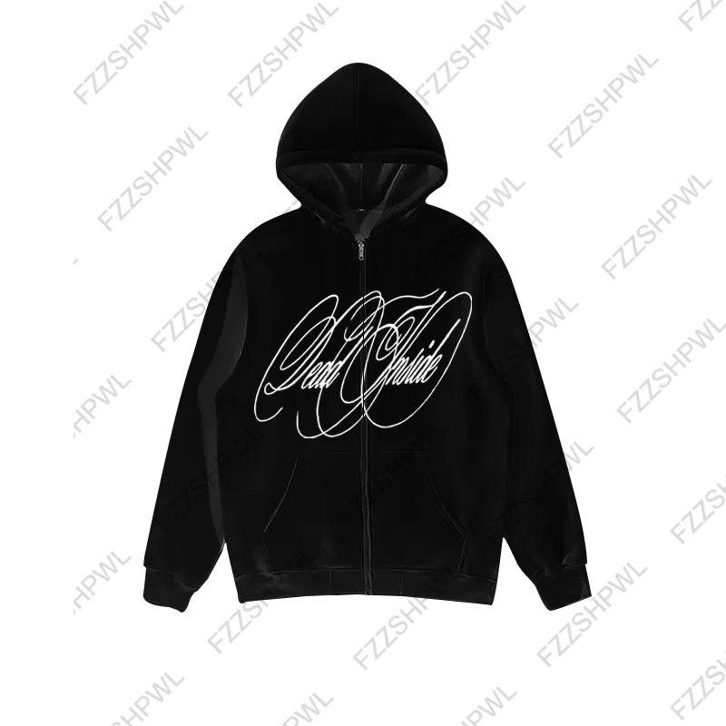 Unisex Y2K Oversized Hoodie – Hip Hop Punk Harajuku Letter Print Streetwear Sweatshirt
