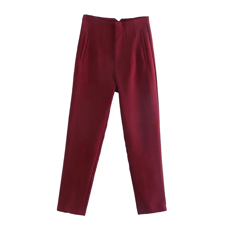 MUJER High-Waist Office Pants – Women’s Formal Pencil Trousers in Black, Pink & White