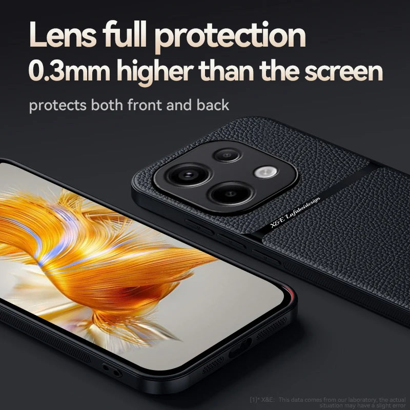 Magnetic Car Holder Leather Case for Xiaomi Redmi Note 13 Pro / 13 Pro Plus 5G – TPU Bumper Protective Cover