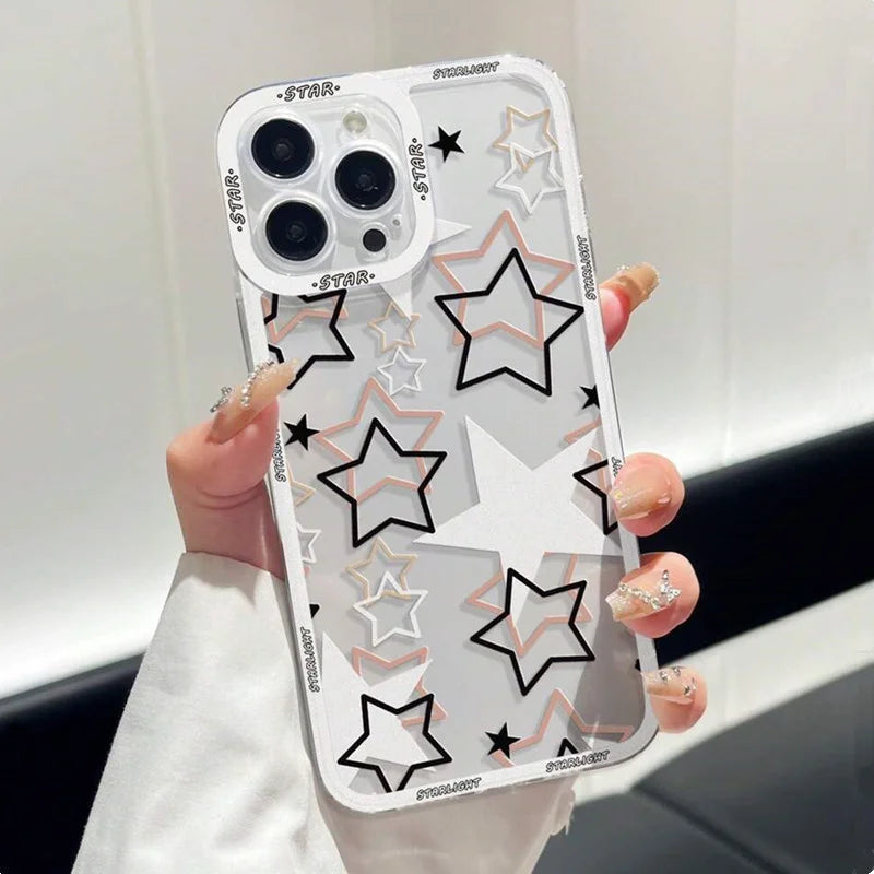 Five-Pointed Star Transparent Phone Case – Soft Cover for Xiaomi Mi 11, 11T, 12, 12T, 13, 13T, 14, Poco X5, F5, X6, M6 Pro (5G & 4G)