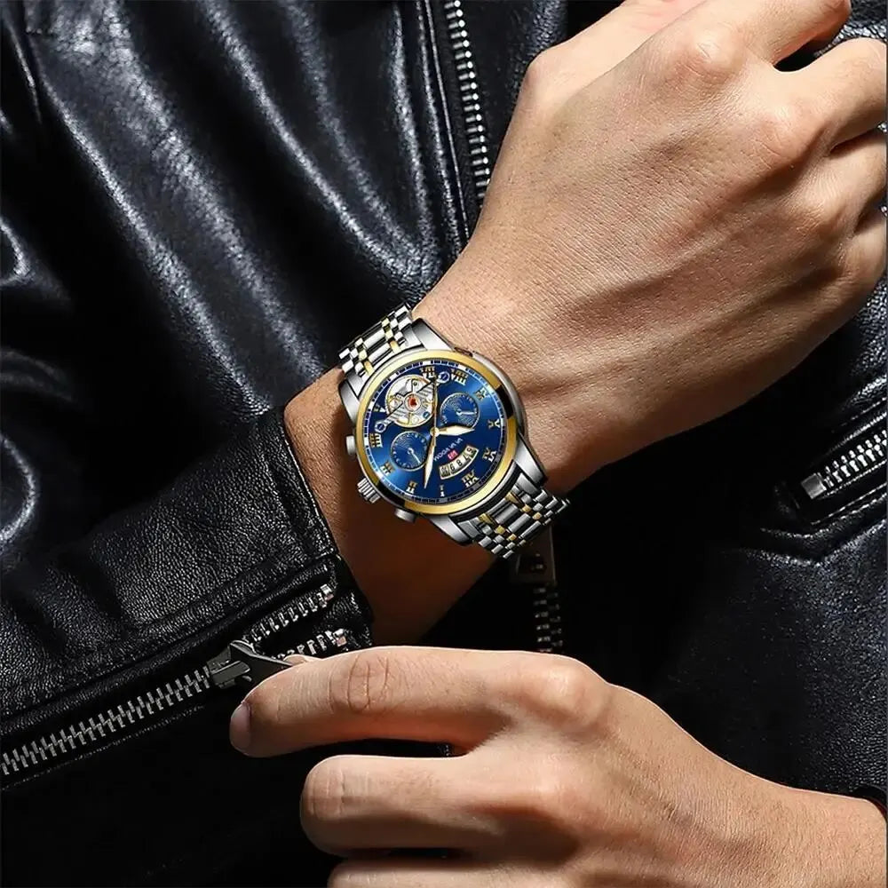 Top Brand Men’s Luxury Stainless Steel Watch – Luminous Dial 3BAR Waterproof Casual Sport Wristwatch