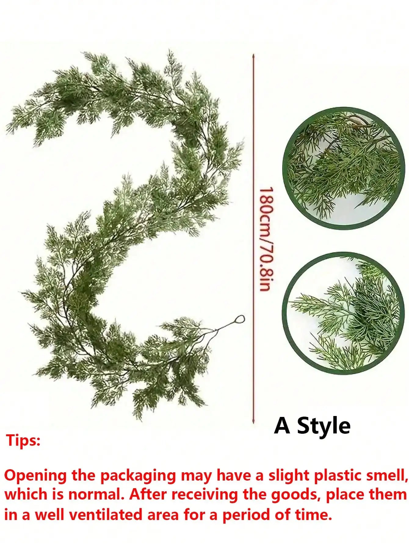 1.8M Artificial Norfolk Pine Garland – Real Touch Winter Green Christmas Decoration for Home & Outdoors