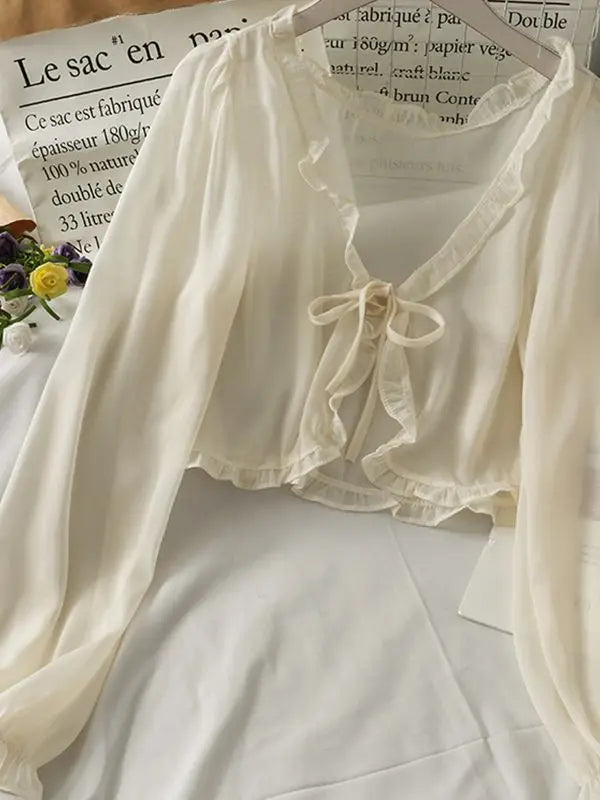 Women’s Lace Bow Summer Cardigan – Lightweight Sun Protection Blouse & Casual Top