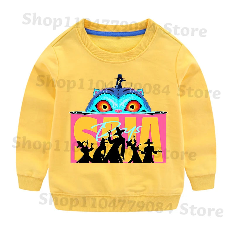 K-pop Demon Hunters Round-Neck Sweatshirt – Cute Anime Cartoon Hoodie for Children, Boys & Girls, Spring & Autumn Sport Fashion
