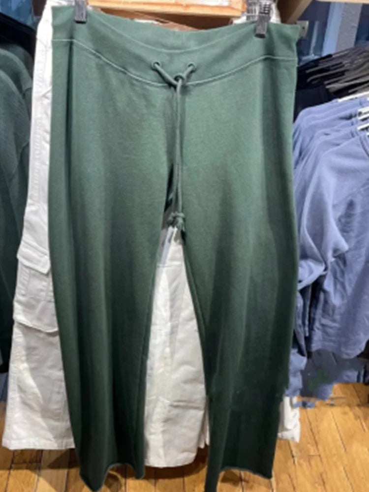 Women’s Soft Cotton Wide-Leg Pants – Vintage Low Waist Drawstring Trousers, Casual Summer Fashion